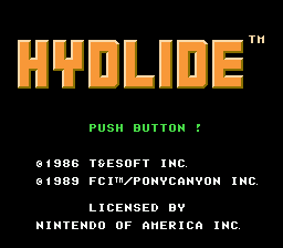 Hydlide title screenshot