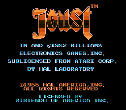 Joust title screenshot
