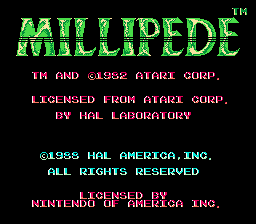 Millipede title screenshot