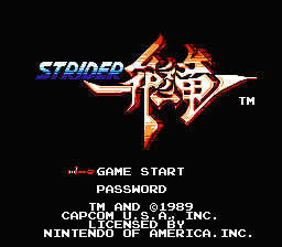 Strider title screenshot