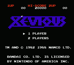 Xevious title screenshot
