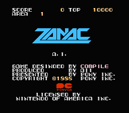 Zanac title screenshot